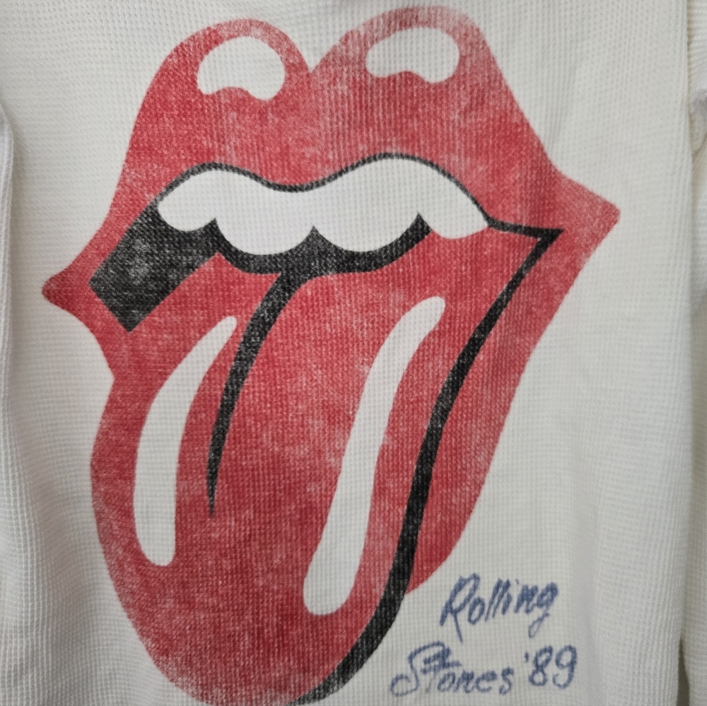 NWOT!!Daydreamer For Free People White Rolling Stones Concert Waffle Top. Size S - Picture 5 of 6